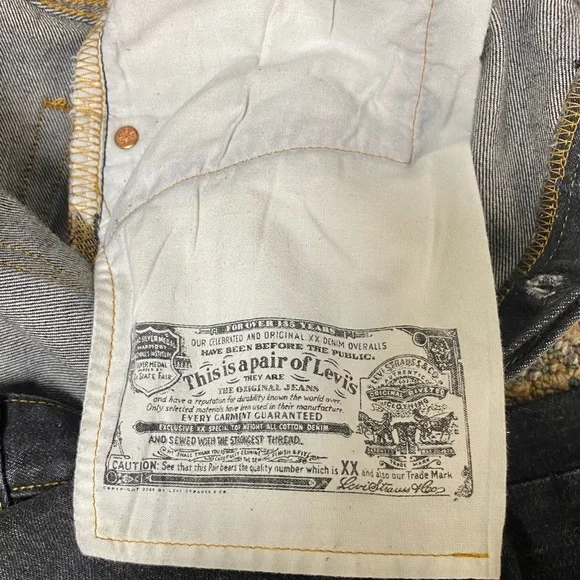 LEVI’S 501 Button Fly Straight Leg Blue Jeans Men's Size 38 x 32 Dark Wash Black - Picture 10 of 11